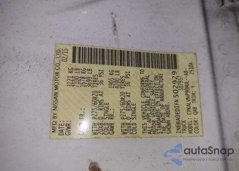 2015 Nissan Titan S/Sv/Sl/Pro-4X из США, поврежденный, VIN 1N6BA0ED1FN502929